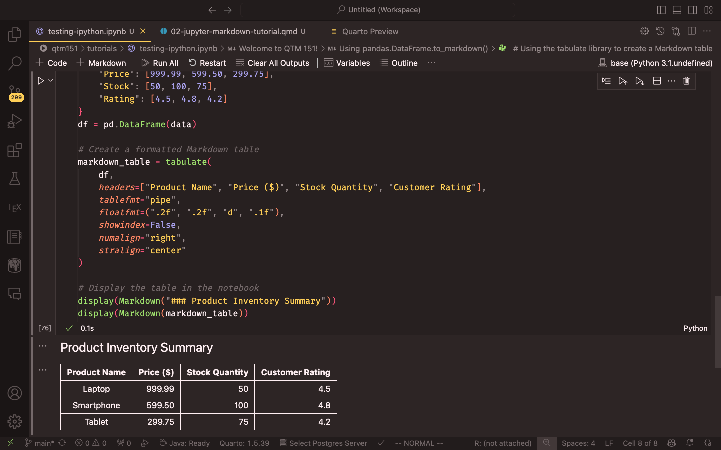 Jupyter Notebook and Markdown Tutorial – DATASCI 151