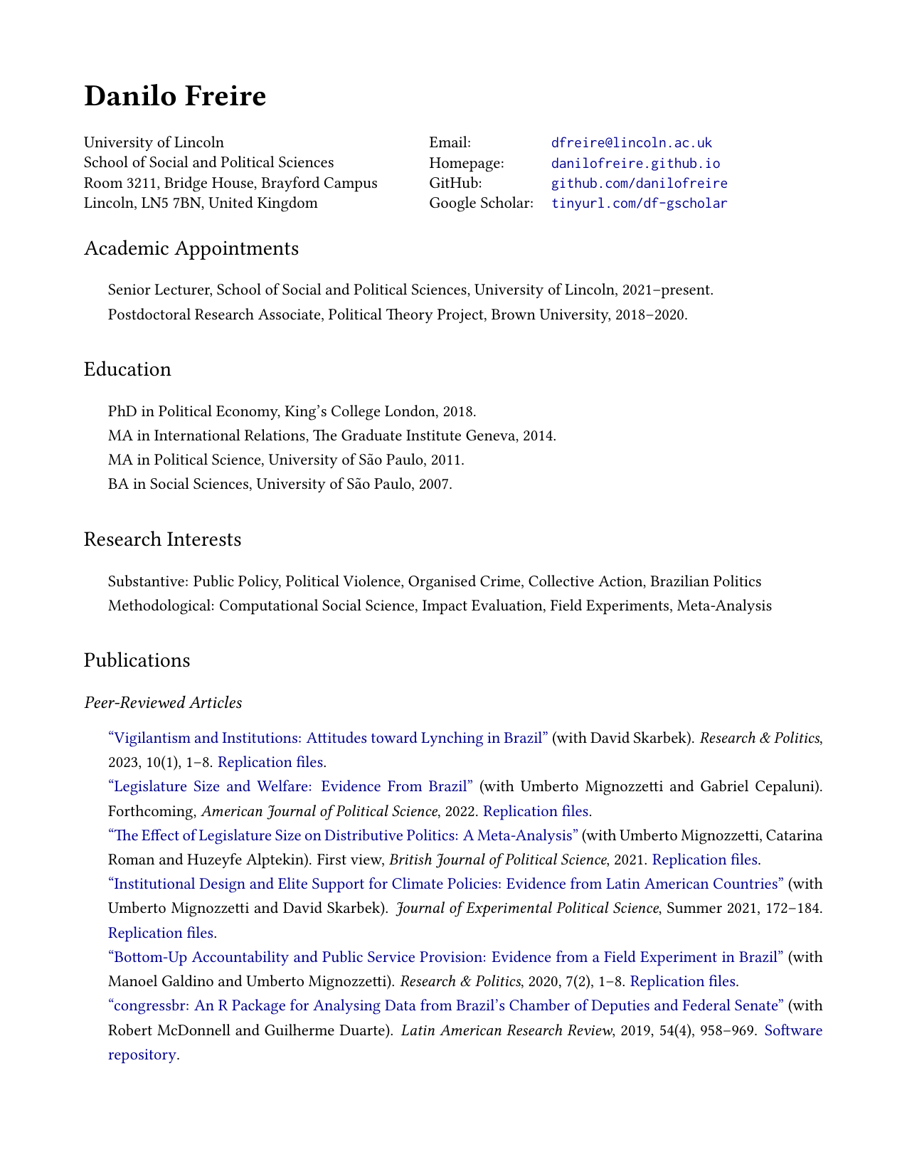 First page of the CV template