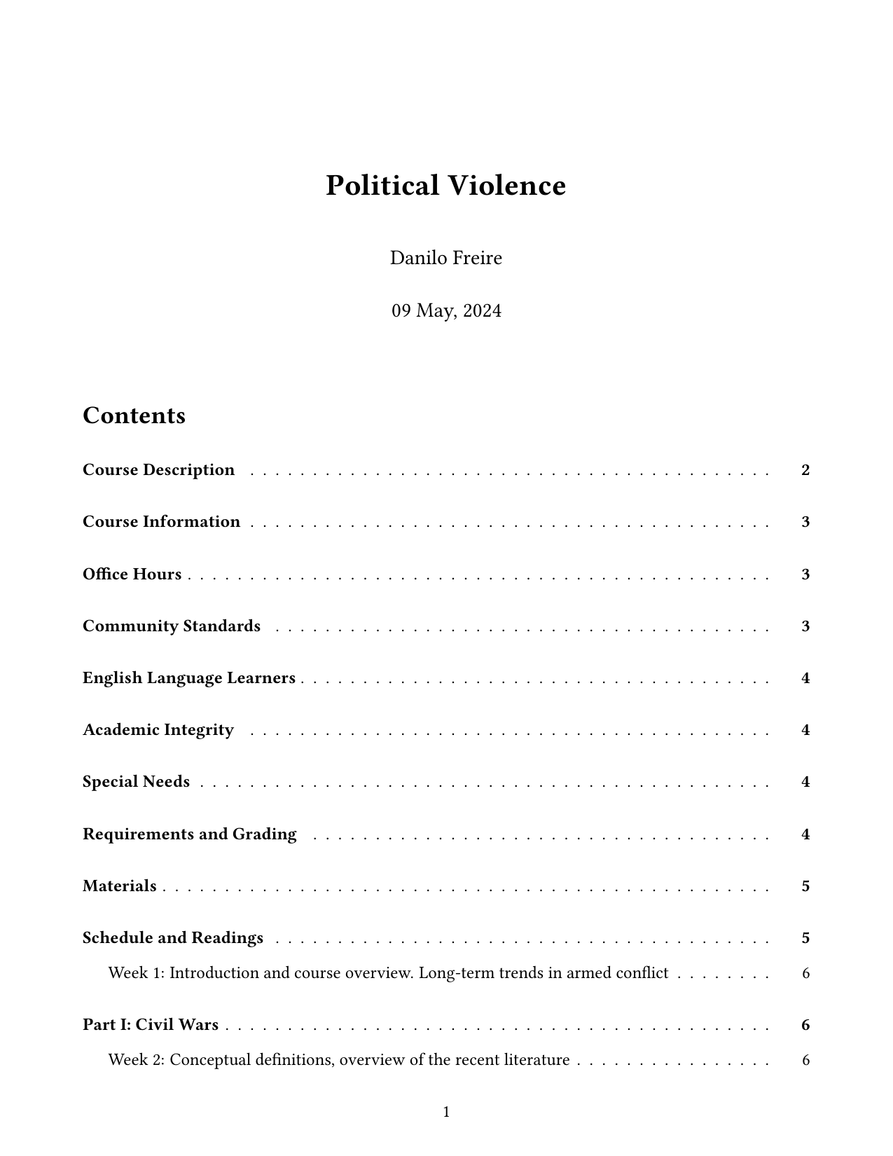 First page of the syllabus template