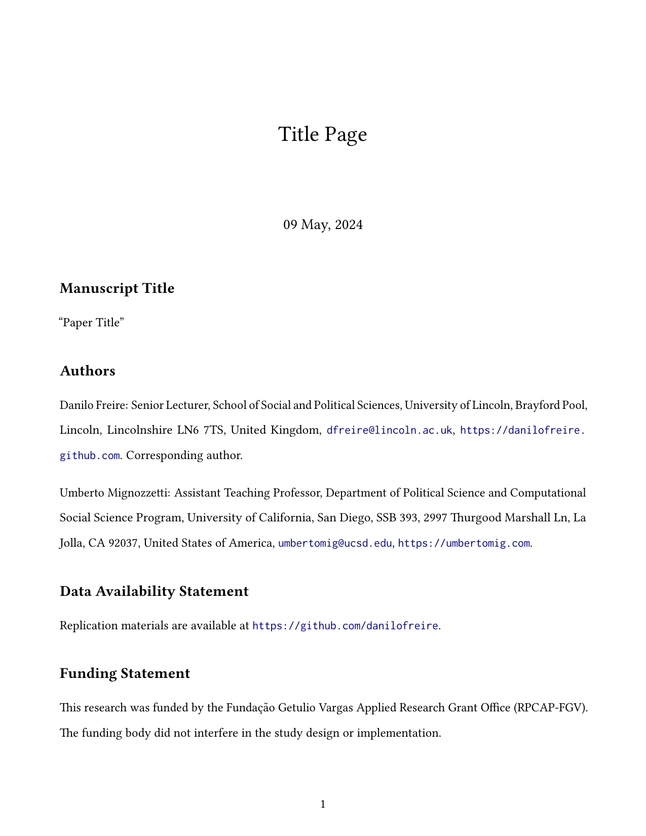 First page of the title-page template